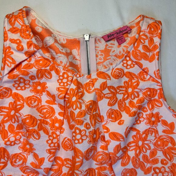 Vibrant & Unique Betsey Johnson Orange and White Floral Dress Back zipper size 8 - Picture 9 of 15